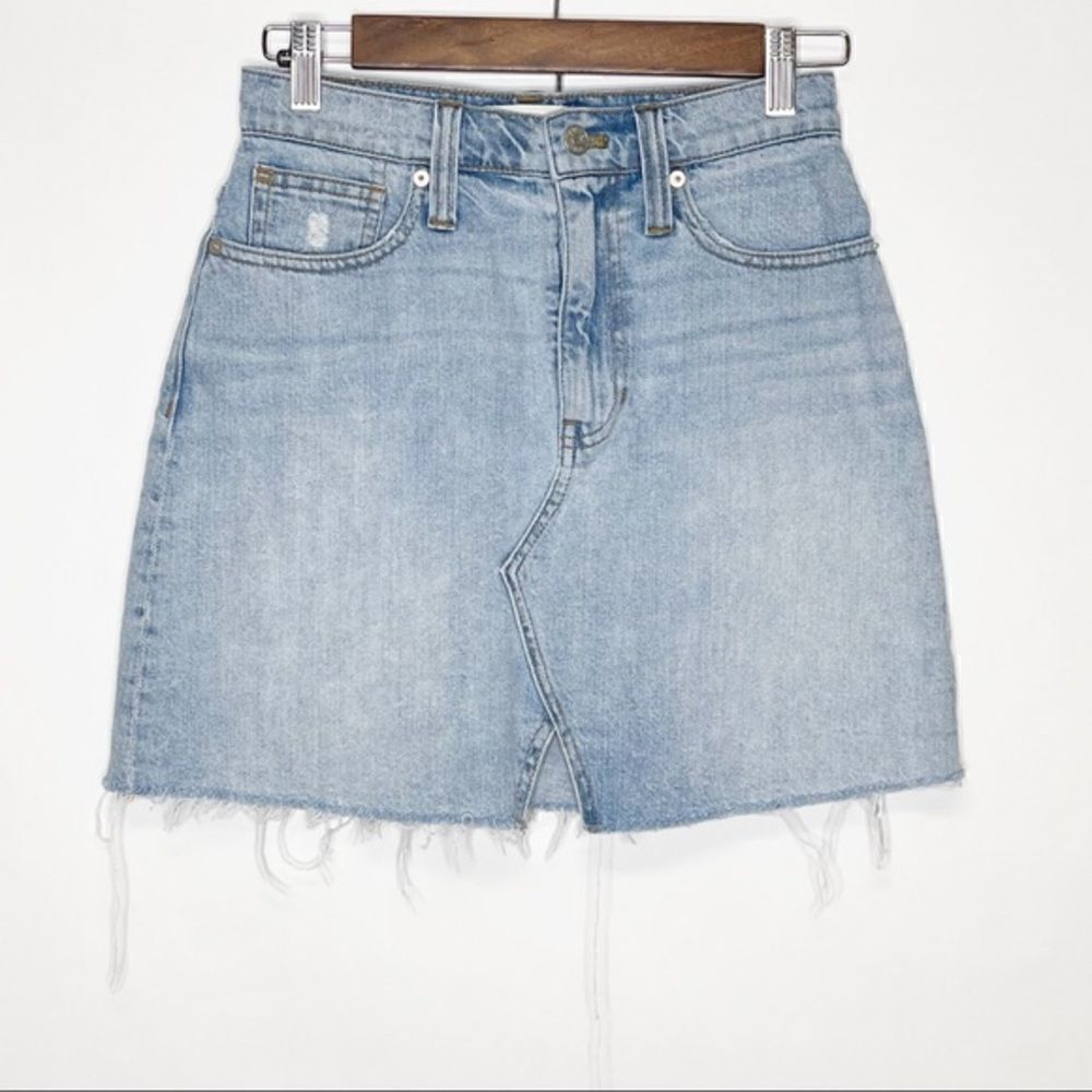 Madewell Rigid Denim A-line Mini Cutout Skirt 25